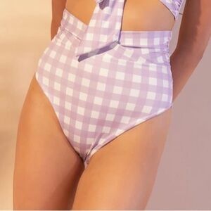 Ancora Gingham Check High-Waisted Bikini Bottom S